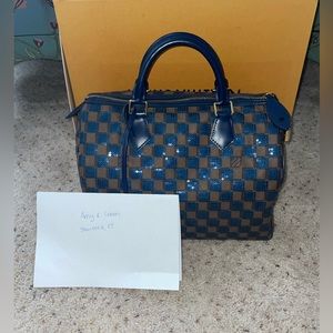 Louis Vuitton Speedy 30 Damier Paillettes Sequins Navy Blue 2013 F/W Show